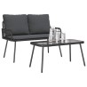 Ensemble de salle à manger jardin avec coussins en poly rattan noir 