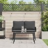 Ensemble de salle à manger jardin avec coussins en poly rattan noir 