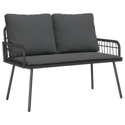 Ensemble de salle à manger jardin avec coussins en poly rattan noir 