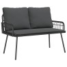 Ensemble de salle à manger jardin avec coussins en poly rattan noir 