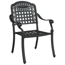 Chaises de jardin 2 pcs Noires en aluminium moulé 