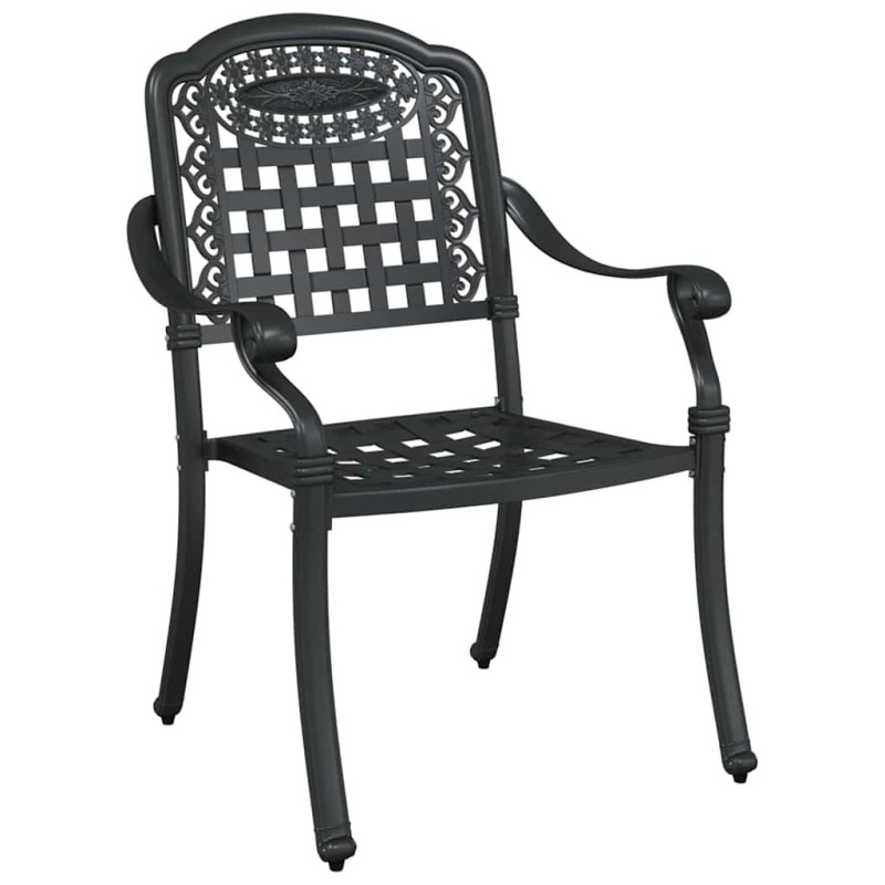 Chaises de jardin 2 pcs Noires en aluminium moulé 