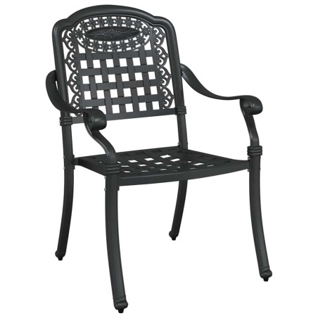 Chaises de jardin 2 pcs Noires en aluminium moulé 