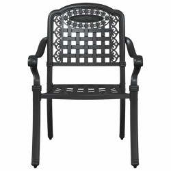 Chaises de jardin 2 pcs Noires en aluminium moulé 