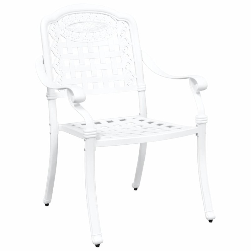 Chaises de jardin 2 pcs en aluminium blanc moulé 
