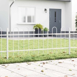 Clôture de jardin avec sommet en hoop - Blanc, 6,8 m x 0,6 m, acier 