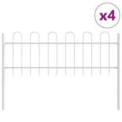 Clôture de jardin avec sommet en hoop - Blanc, 6,8 m x 0,6 m, acier 