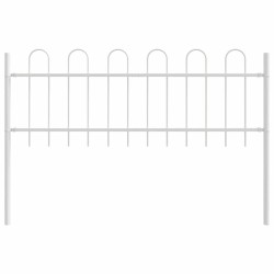 Clôture de jardin avec sommet en hoop - Blanc, 6,8 m x 0,6 m, acier 