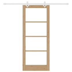 Set de porte coulissante avec matériel 83x202 cm en bois massif de pin 