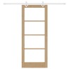 Set de porte coulissante avec matériel 83x202 cm en bois massif de pin 