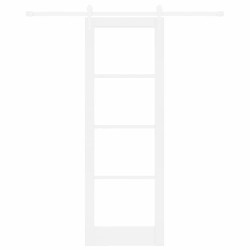 Set de porte coulissante avec kit de quincaillerie blanc 73,5x211 cm en bois massif de pin 