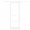Set de porte coulissante avec kit de quincaillerie blanc 73,5x211 cm en bois massif de pin 