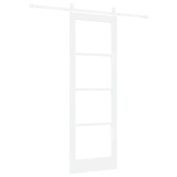 Set de porte coulissante avec kit de quincaillerie blanc 73,5x211 cm en bois massif de pin 