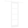Set de porte coulissante avec kit de quincaillerie blanc 73,5x211 cm en bois massif de pin 