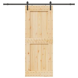 Porte coulissante et kit de quincaillerie 90x210 cm pin massif 