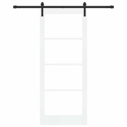 Porte Coulissante ORKDAL Pack de 2 Blanc et Noir Bois 86 x 211 cm 