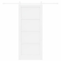 Porte Coulissante avec Kit de Quincaillerie Blanche 86x198,5 cm en Bois Massif de Pin 