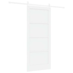 Porte Coulissante avec Kit de Quincaillerie Blanche 86x198,5 cm en Bois Massif de Pin 