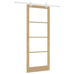 Porte Coulissante avec Kit de Matériel 93x232 cm en Bois Massif de Pin 
