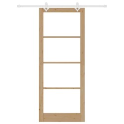 Porte Coulissante avec Kit de Matériel 93x232 cm en Bois Massif de Pin 