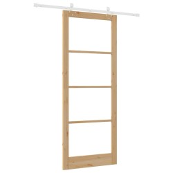 Porte Coulissante avec Kit de Matériel 93x232 cm en Bois Massif de Pin 