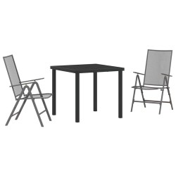 Set de jardin 3 pièces en acier anthracite 