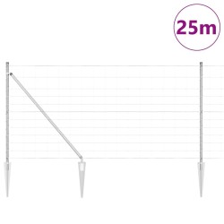 Clôture de Champ 1,2 x 25 m en Acier Galvanisé 