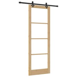Porte coulissante avec kit de matériel 83x232 cm en pin massif 