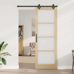 Porte coulissante avec kit de matériel 83x232 cm en pin massif 