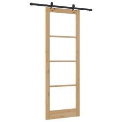 Porte coulissante avec kit de matériel 83x232 cm en pin massif 