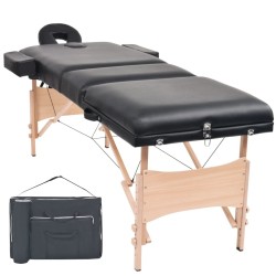 Table de massage pliable à 3 zones 10 cm d'épaisseur Noir 