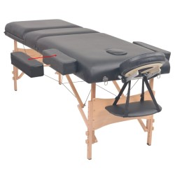 Table de massage pliable à 3 zones 10 cm d'épaisseur Noir 