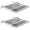 Chaises de jardin lot de 2 avec coussins à carreaux gris Teck 