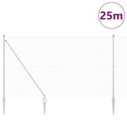 Clôture en Fil Soudé avec 13 Piquets 1.6x25 m Acier Galvanisé 