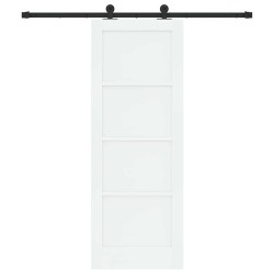 Porte coulissante avec ensemble de quincaillerie blanche 73,5x198,5 cm en bois massif de pin 