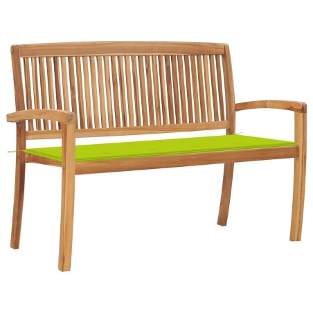 Banc de jardin empilable et coussin 128,5cm Bois de teck massif 