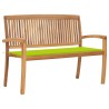 Banc de jardin empilable et coussin 128,5cm Bois de teck massif 