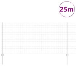 Clôture Euro avec 22 poteaux en U Argent 1x25 m Acier 