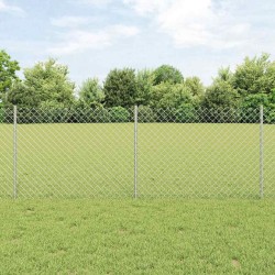 Clôture en Treillis avec 22 Piquets Argent 0,8x25 m Acier 