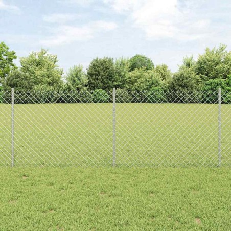 Clôture en Treillis avec 22 Piquets Argent 0,8x25 m Acier 