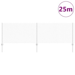 Clôture en Treillis avec 22 Piquets Argent 0,8x25 m Acier 