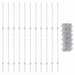 Clôture en Treillis avec 22 Piquets Argent 0,8x25 m Acier 
