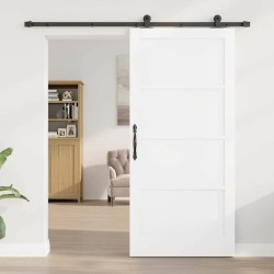 Porte coulissante avec kit blanc 93x202 cm en bois massif en pin 