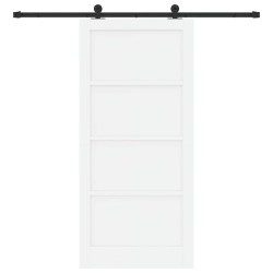 Porte coulissante avec kit blanc 93x202 cm en bois massif en pin 