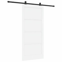 Porte coulissante avec kit blanc 93x202 cm en bois massif en pin 