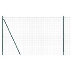 Clôture en mailles avec 13 poteaux - Vert 1,6x25 m en acier 