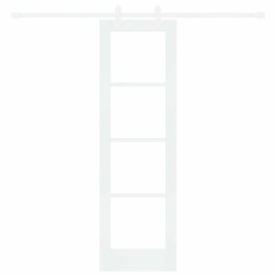 Ensemble de Porte Coulissante avec Quincaillerie Blanche 61x198.5 cm Bois Massif Pin 