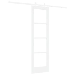 Ensemble de Porte Coulissante avec Quincaillerie Blanche 61x198.5 cm Bois Massif Pin 