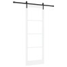 Porte Coulissante avec Kit de Quincaillerie 'ORKDAL'Bois Massif Blanc & Verre 