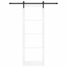 Porte Coulissante avec Kit de Quincaillerie 'ORKDAL'Bois Massif Blanc & Verre 